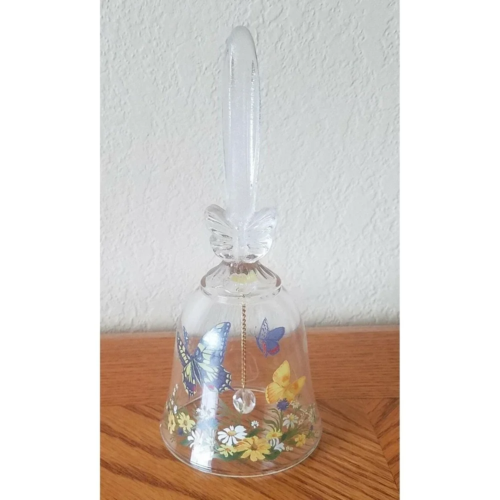 Avon Butterfly Floral 24% Full Lead Crystal Bell (1990)